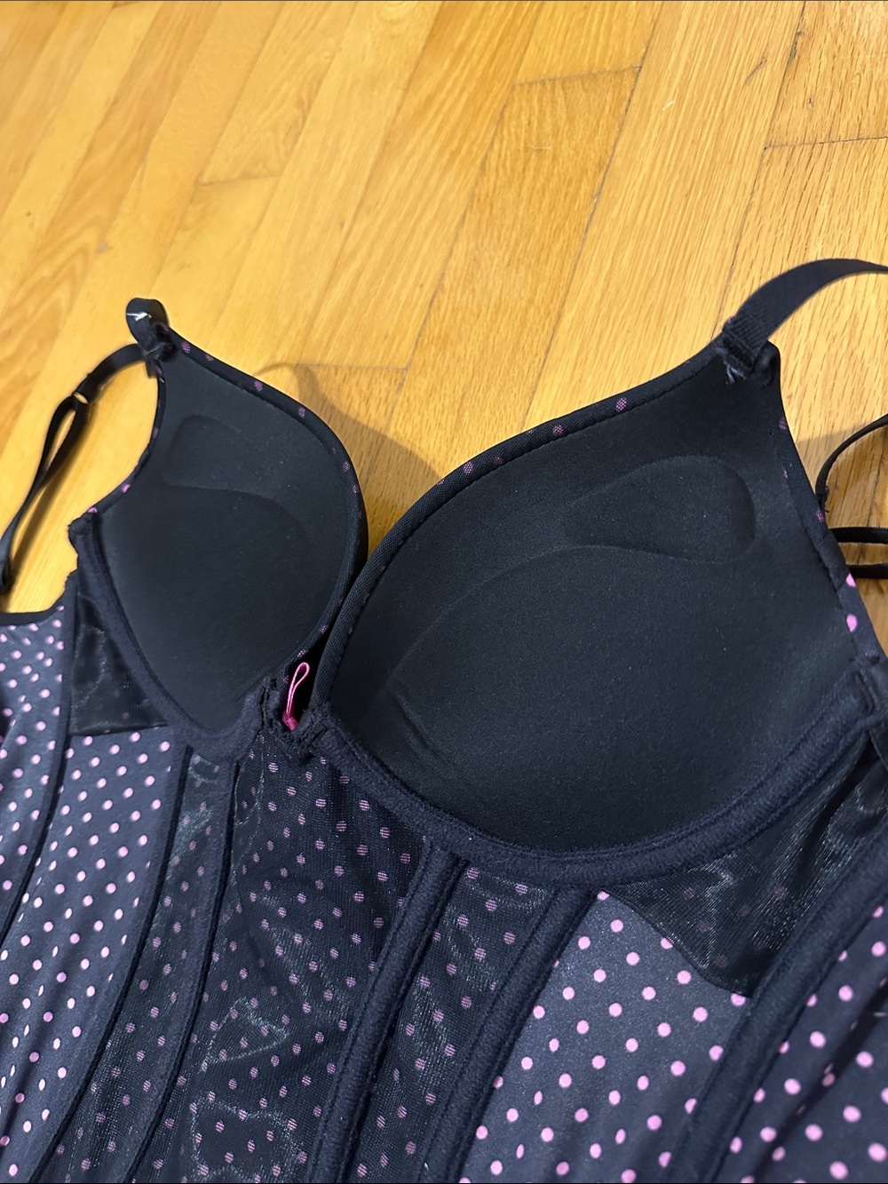 La SENZA Black Bustier with Pink Polka Dots - Picture 2 of 3